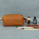 Leather cosmetic pouch