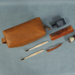 Leather cosmetic pouch