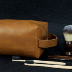 Leather cosmetic pouch